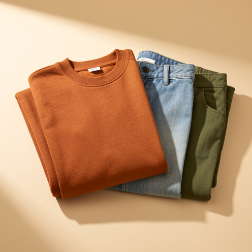 Sweat-shirt caramel pour garçon, doux et facile à assortir avec des vêtements aux tons neutres et naturels.